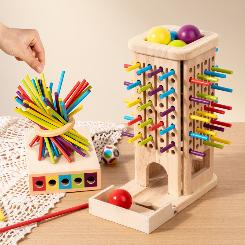 Dice Tower Wooden - Игра Монтессори, деревянная палочка-башня, игрушка с