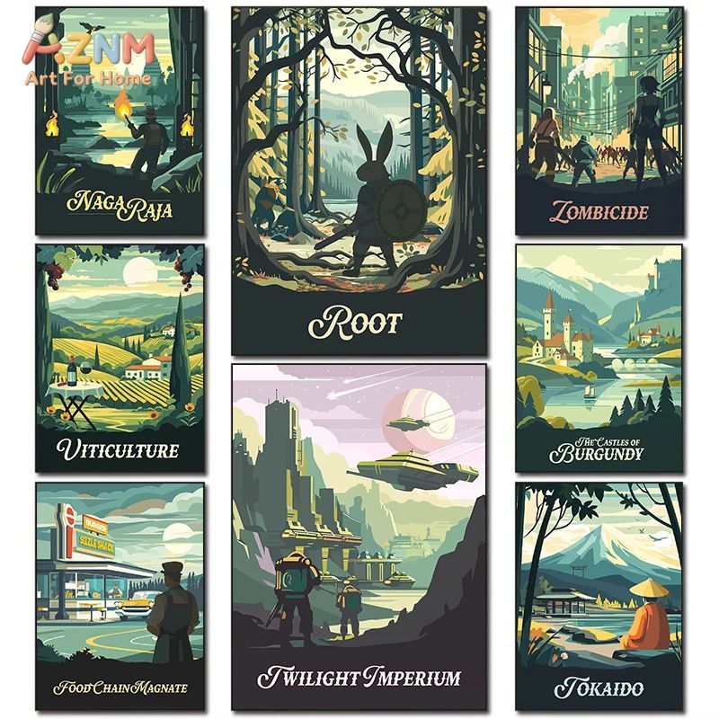 Board Game Vintage - AZNM Ретро-постер на холсте для настенного